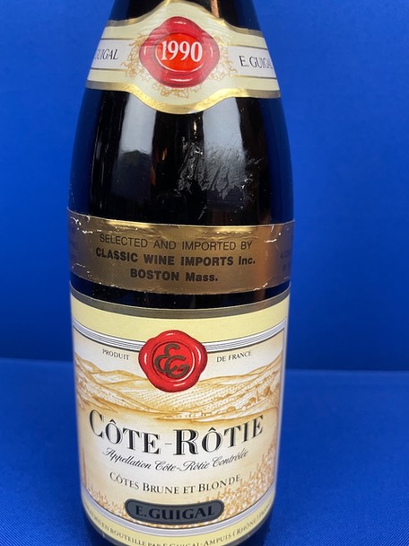 1990 E Guigal Cotrs Brun et Blonde Cote Rotie Label