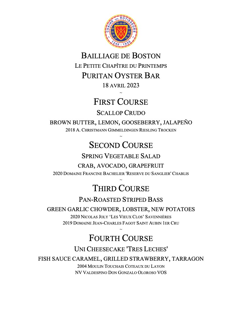 Boston Chaine Puritan Oyster April 2023