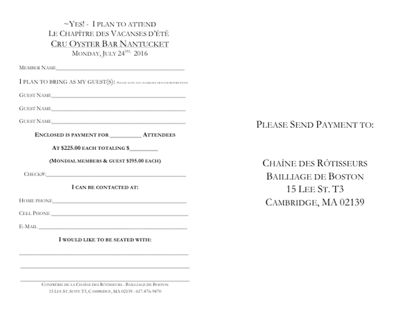 Chaine Cru 7-24-16 Reply Slip