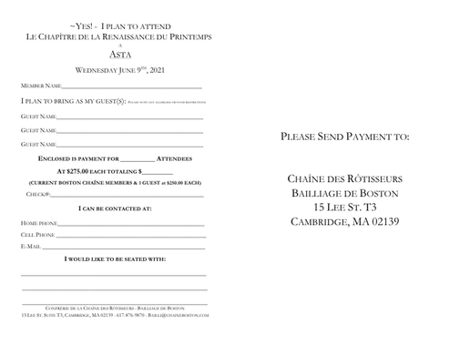 Reply Slip Asta Chaine Boston June 9 2021